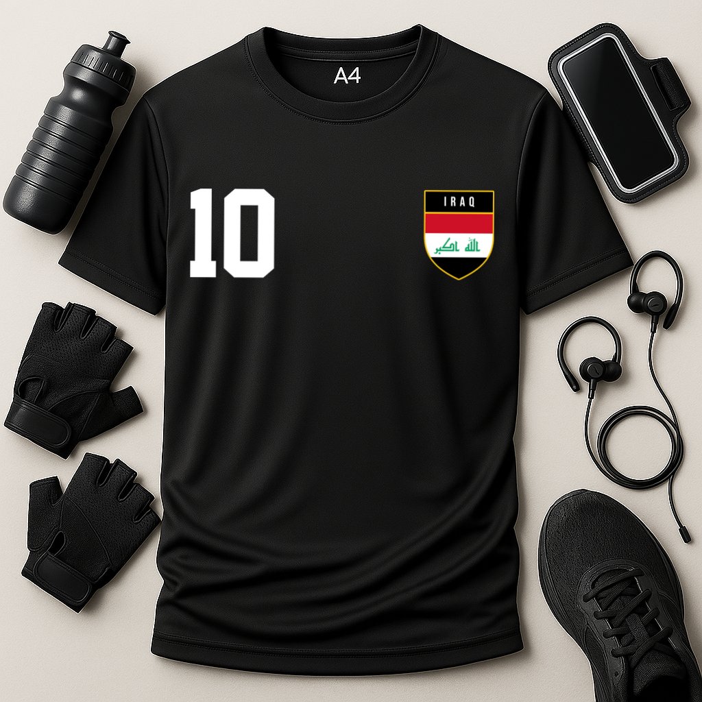 Iraq Nation Football Soccer 10 Jersey Cooling Performance Crew T-Shirt