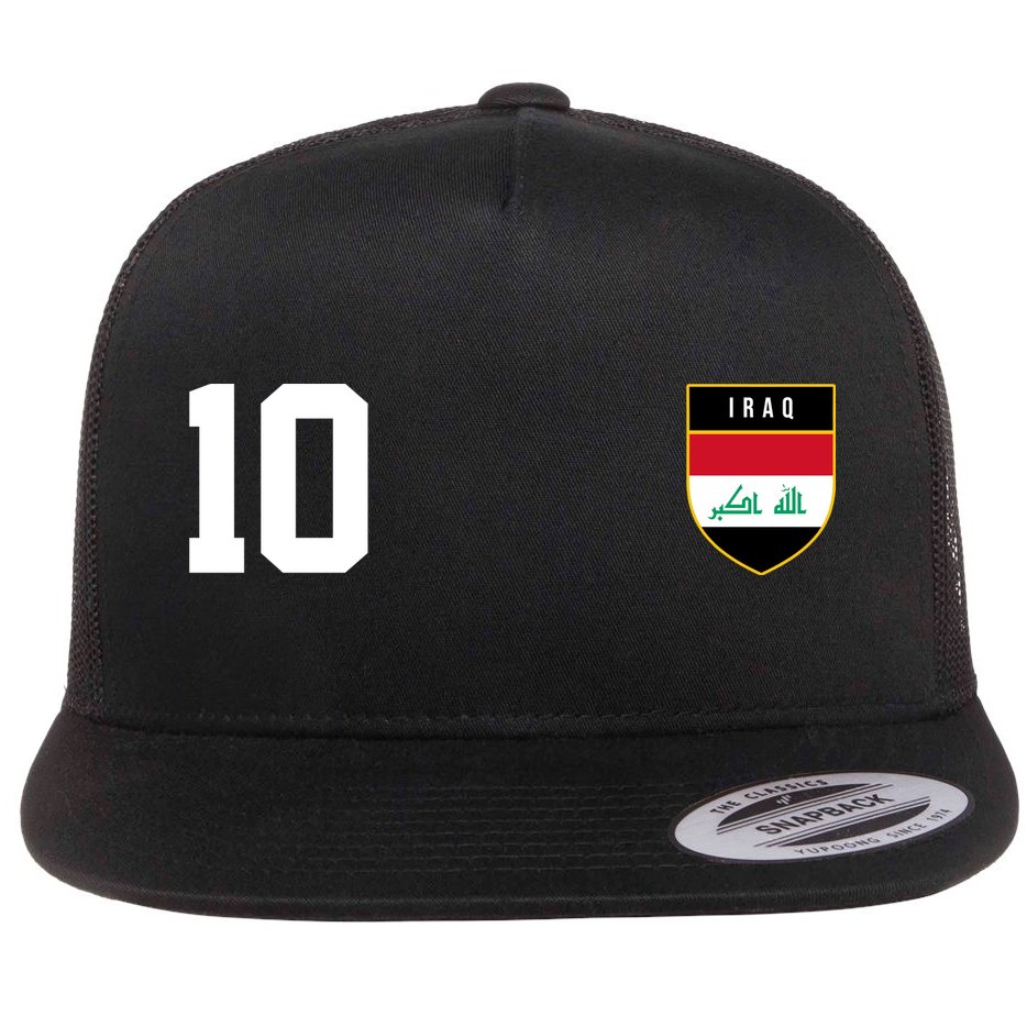 Iraq Nation Football Soccer 10 Jersey Flat Bill Trucker Hat