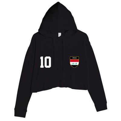 Iraq Nation Football Soccer 10 Jersey Crop Fleece Hoodie