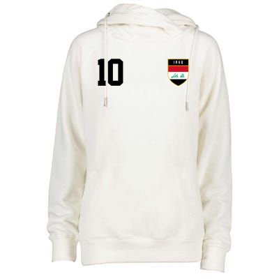 Iraq Nation Football Soccer 10 Jersey Womens Funnel Neck Pullover Hood