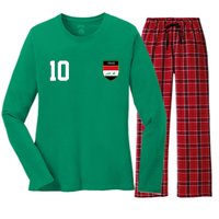 Iraq Nation Football Soccer 10 Jersey Women's Long Sleeve Flannel Pajama Set 