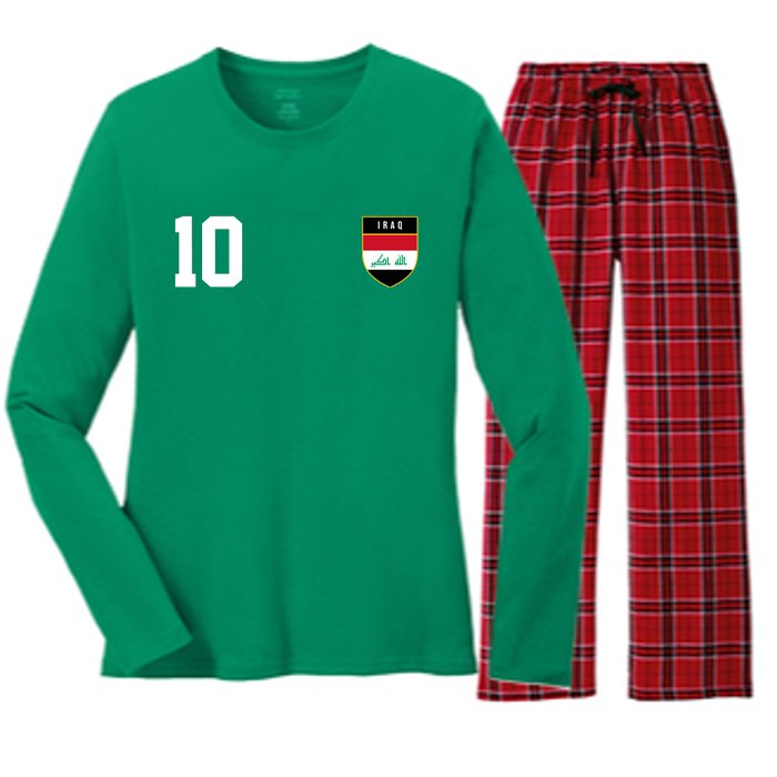 Iraq Nation Football Soccer 10 Jersey Women's Long Sleeve Flannel Pajama Set 