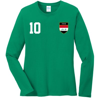 Iraq Nation Football Soccer 10 Jersey Ladies Long Sleeve Shirt