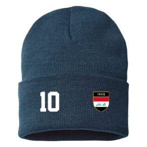 Iraq Nation Football Soccer 10 Jersey Sustainable Knit Beanie