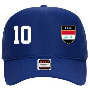 Iraq Nation Football Soccer 10 Jersey High Crown Mesh Back Trucker Hat