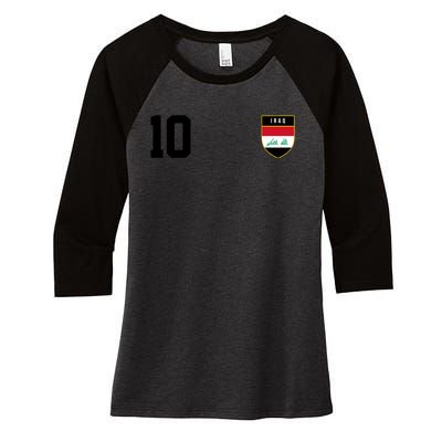 Iraq Nation Football Soccer 10 Jersey Women's Tri-Blend 3/4-Sleeve Raglan Shirt