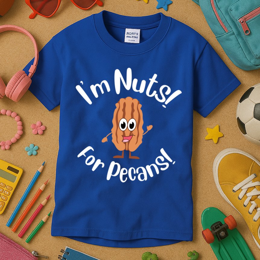 I’m Nuts For Pecans National Pecan Month Texas Tree Pies Meaningful Gift Kids T-Shirt