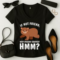 If Not Friend Why Friend Shaped Funny Bear Women's V-Neck T-Shirt