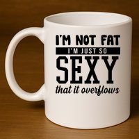 I'm Not Fat I'm Just So Sexy That It Overflows Funny 11oz C Handle Ceramic Mug