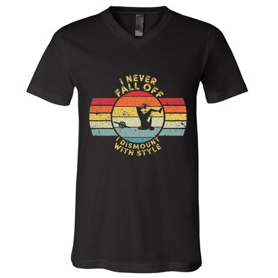 I Never Fall Off I Dismount With Style One Wheel Owner Float V-Neck T-Shirt