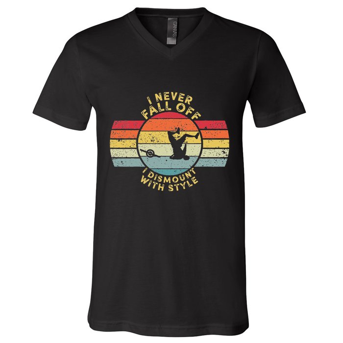 I Never Fall Off I Dismount With Style One Wheel Owner Float V-Neck T-Shirt