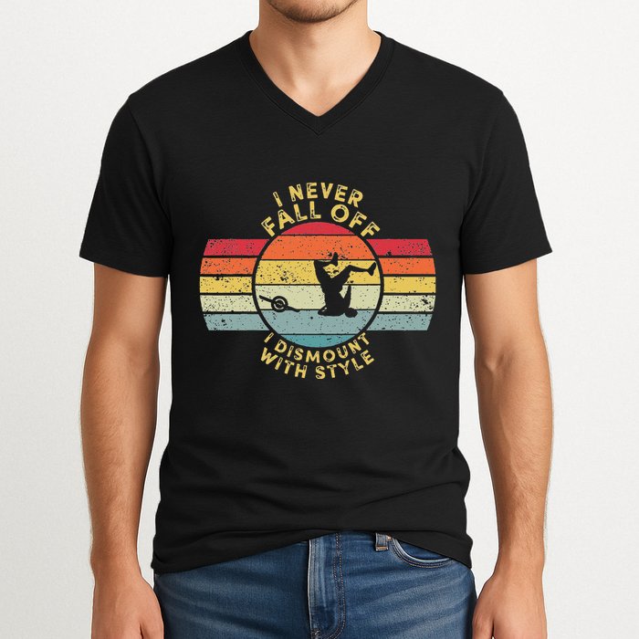 I Never Fall Off I Dismount With Style One Wheel Owner Float V-Neck T-Shirt