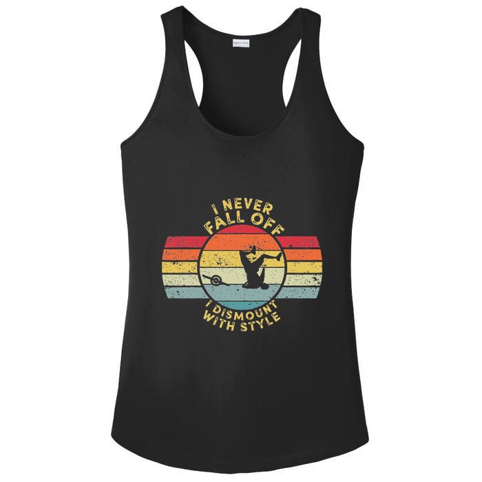 I Never Fall Off I Dismount With Style One Wheel Owner Float Ladies PosiCharge Competitor Racerback Tank