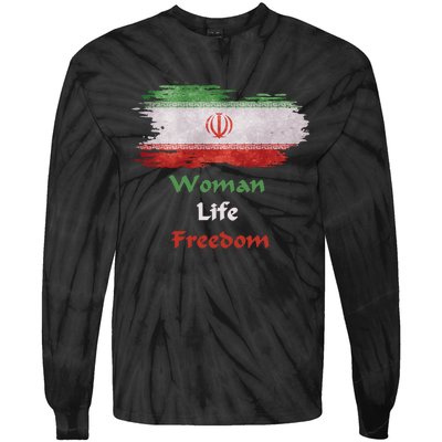 Iran National Flag, Woman, Life, Freedom Tie-Dye Long Sleeve Shirt