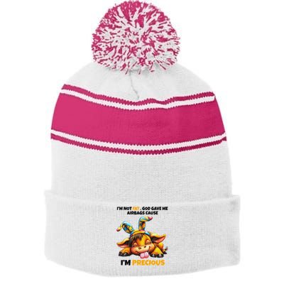 IM Not Fat God Gave Me Airbags Cause IM Precious Stripe Pom Pom Beanie