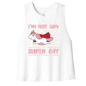 Im Not Gay Im Super Gay I Am Lgbt Pride Magic Csd Lgbtq Gift Women's Racerback Cropped Tank