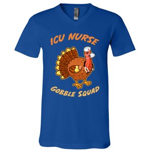 Icu Nurse Gobble Squad Funny Thanksgiving Turkey For Nurses Gift V-Neck T-Shirt