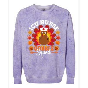 Icu Nurse Gobble Squad Funny Turkey Thanksgiving Great Gift Colorblast Crewneck Sweatshirt