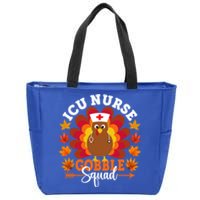 Icu Nurse Gobble Squad Funny Turkey Thanksgiving Great Gift Zip Tote Bag