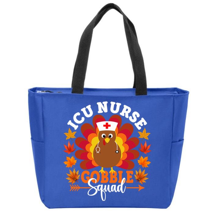 Icu Nurse Gobble Squad Funny Turkey Thanksgiving Great Gift Zip Tote Bag