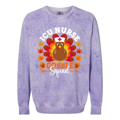 Icu Nurse Gobble Squad Funny Turkey Thanksgiving Gift Colorblast Crewneck Sweatshirt