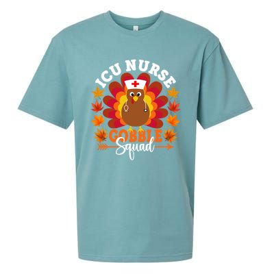 Icu Nurse Gobble Squad Funny Turkey Thanksgiving Gift Sueded Cloud Jersey T-Shirt