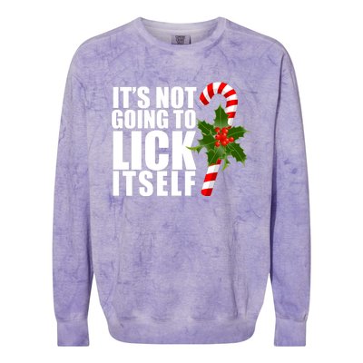 It's Not Going To Lick Itself Funny Candy Cane Christmas Colorblast Crewneck Sweatshirt