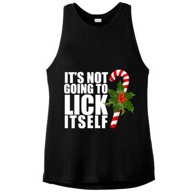 It's Not Going To Lick Itself Funny Candy Cane Christmas Ladies PosiCharge Tri-Blend Wicking Tank