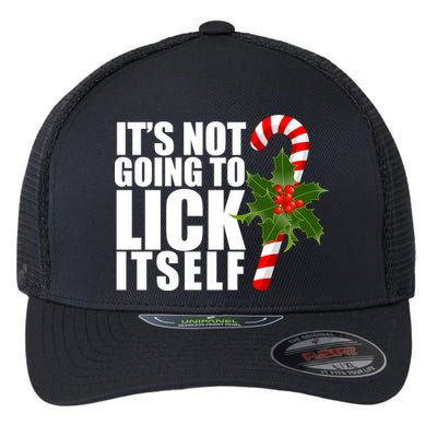 It's Not Going To Lick Itself Funny Candy Cane Christmas Flexfit Unipanel Trucker Cap