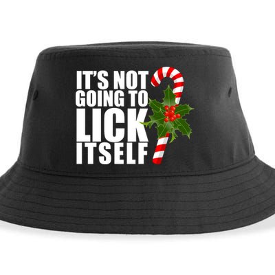 It's Not Going To Lick Itself Funny Candy Cane Christmas Sustainable Bucket Hat