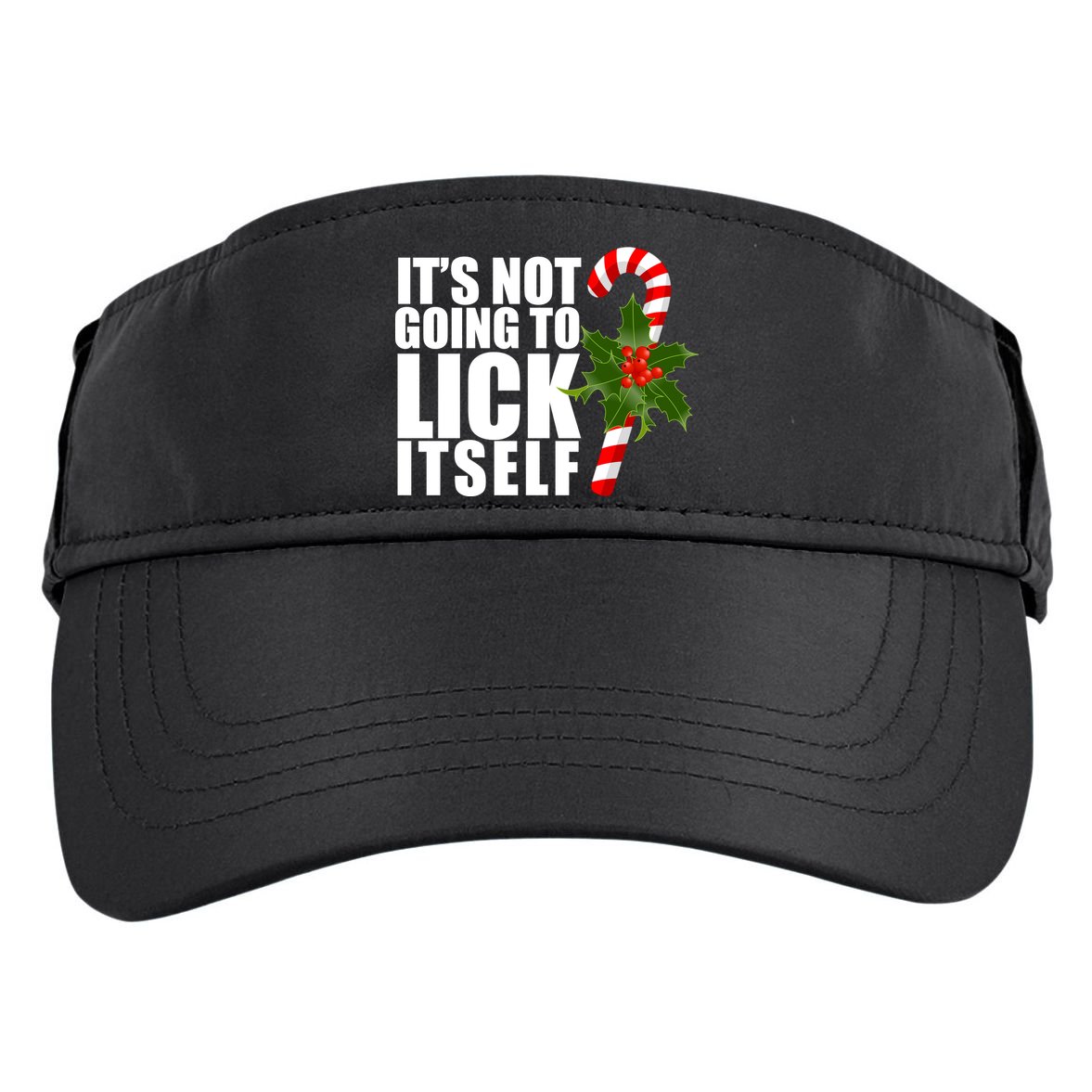 It's Not Going To Lick Itself Funny Candy Cane Christmas Adult Drive Performance Visor