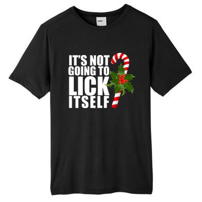 It's Not Going To Lick Itself Funny Candy Cane Christmas Tall Fusion ChromaSoft Performance T-Shirt