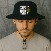 It's Not Going To Lick Itself Funny Candy Cane Christmas Bucket Hat