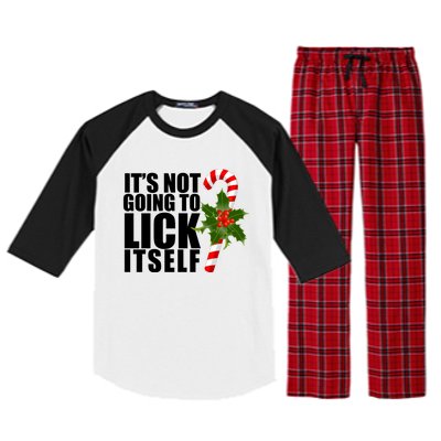 It's Not Going To Lick Itself Funny Candy Cane Christmas Raglan Sleeve Pajama Set