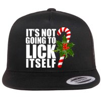 It's Not Going To Lick Itself Funny Candy Cane Christmas Flat Bill Trucker Hat