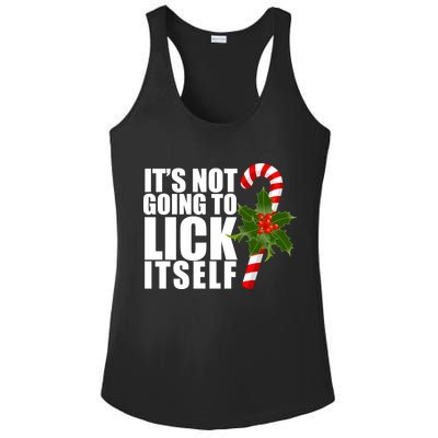 It's Not Going To Lick Itself Funny Candy Cane Christmas Ladies PosiCharge Competitor Racerback Tank