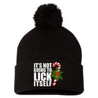 It's Not Going To Lick Itself Funny Candy Cane Christmas Pom Pom 12in Knit Beanie