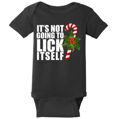It's Not Going To Lick Itself Funny Candy Cane Christmas Baby Bodysuit