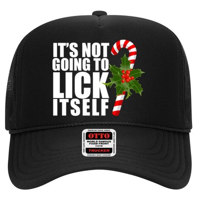 It's Not Going To Lick Itself Funny Candy Cane Christmas Trucker Hat