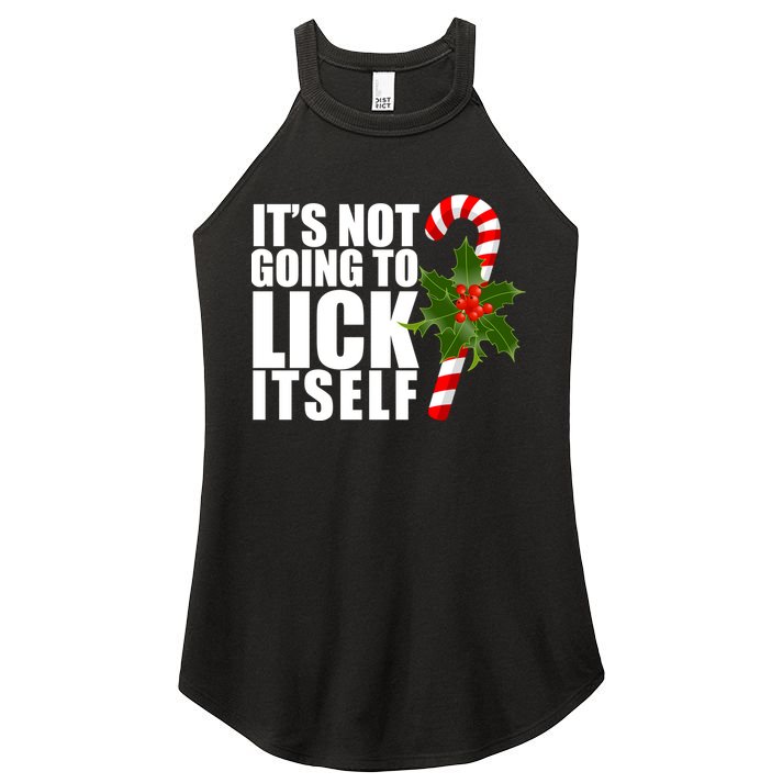 It's Not Going To Lick Itself Funny Candy Cane Christmas Women's Perfect Tri Rocker Tank