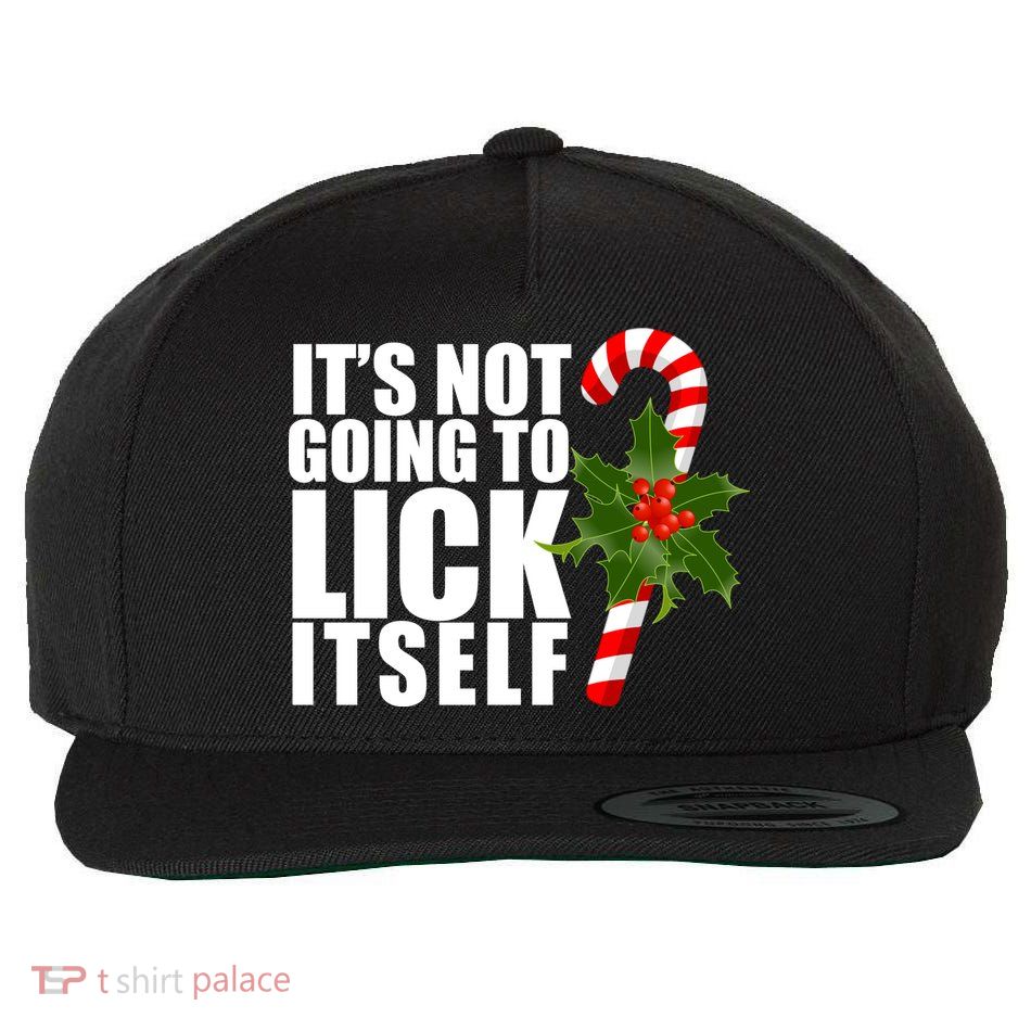 It's Not Going To Lick Itself Funny Candy Cane Christmas Wool Snapback Cap