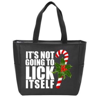 It's Not Going To Lick Itself Funny Candy Cane Christmas Zip Tote Bag