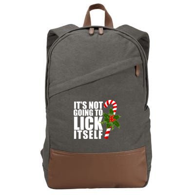 It's Not Going To Lick Itself Funny Candy Cane Christmas Cotton Canvas Backpack