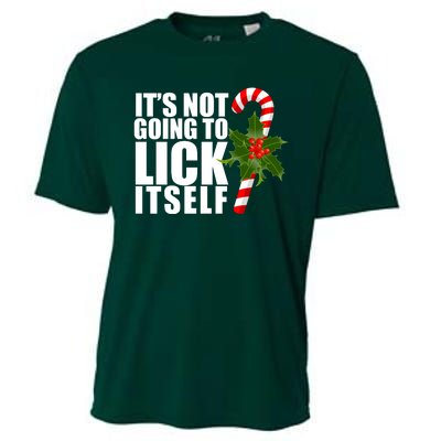 It's Not Going To Lick Itself Funny Candy Cane Christmas Cooling Performance Crew T-Shirt