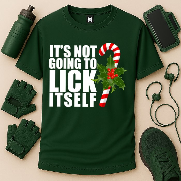 It's Not Going To Lick Itself Funny Candy Cane Christmas Performance Shirt