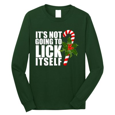 It's Not Going To Lick Itself Funny Candy Cane Christmas Long Sleeve Shirt