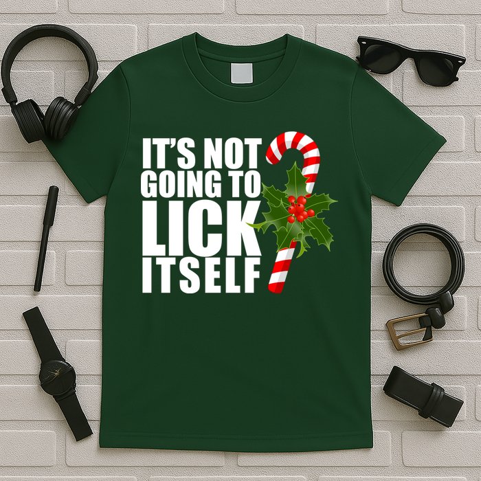 It's Not Going To Lick Itself Funny Candy Cane Christmas T-Shirt