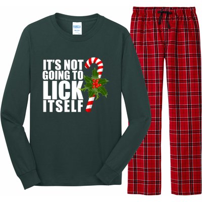 It's Not Going To Lick Itself Funny Candy Cane Christmas Long Sleeve Pajama Set