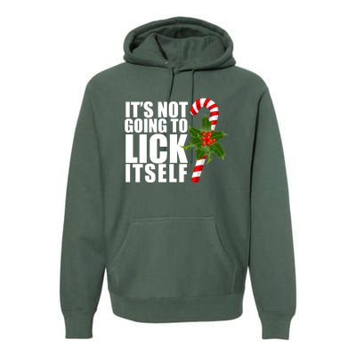 It's Not Going To Lick Itself Funny Candy Cane Christmas Premium Hoodie