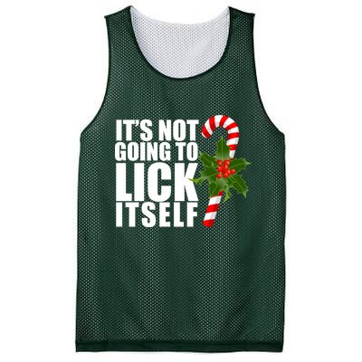 It's Not Going To Lick Itself Funny Candy Cane Christmas Mesh Reversible Basketball Jersey Tank